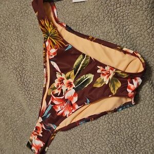 NEW Shade & Shore Bikini Bottoms Large Floral, Low and Cheeky Swimsuit Bottom